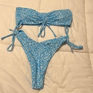 Blue Flower strapless SHEIN Bathing suit
